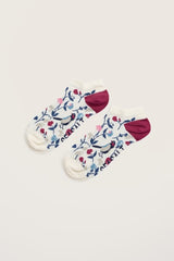 Seasalt Arty Trainer Socks - Sweet Pea Bird Chalk Dusk