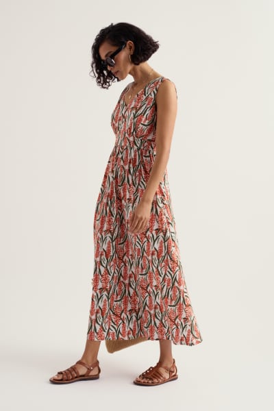 Seasalt Polmanter Dress - Red Hot Poker Chalk