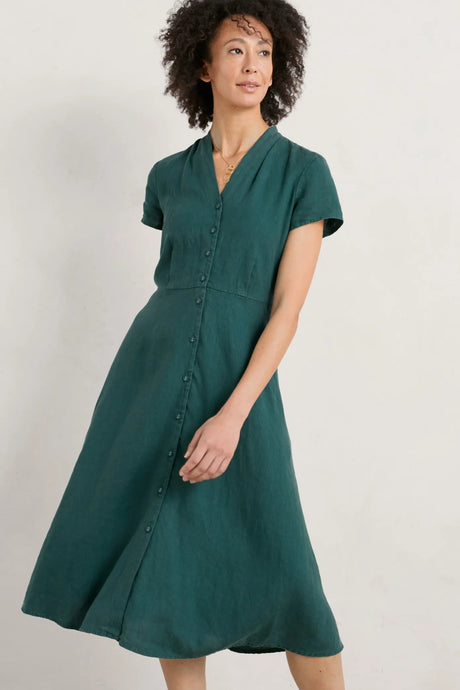 Seasalt Carved Wood Midi Dress - Mallard