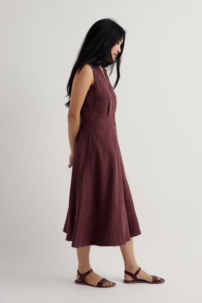 Seasalt Sleeveless Carved Wood Dress - Cacao