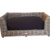 Grey Rattan Raised Dog Bed with Cushion – Medium