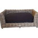 Grey Rattan Raised Dog Bed with Cushion – Medium