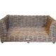 Grey Rattan Raised Dog Bed with Cushion – Medium