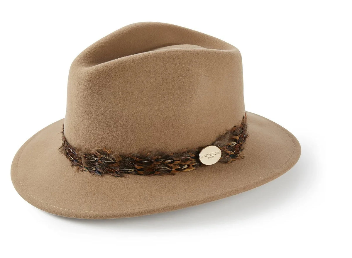 Hicks & Brown Suffolk Pheasant Wrap Fedora - Camel*