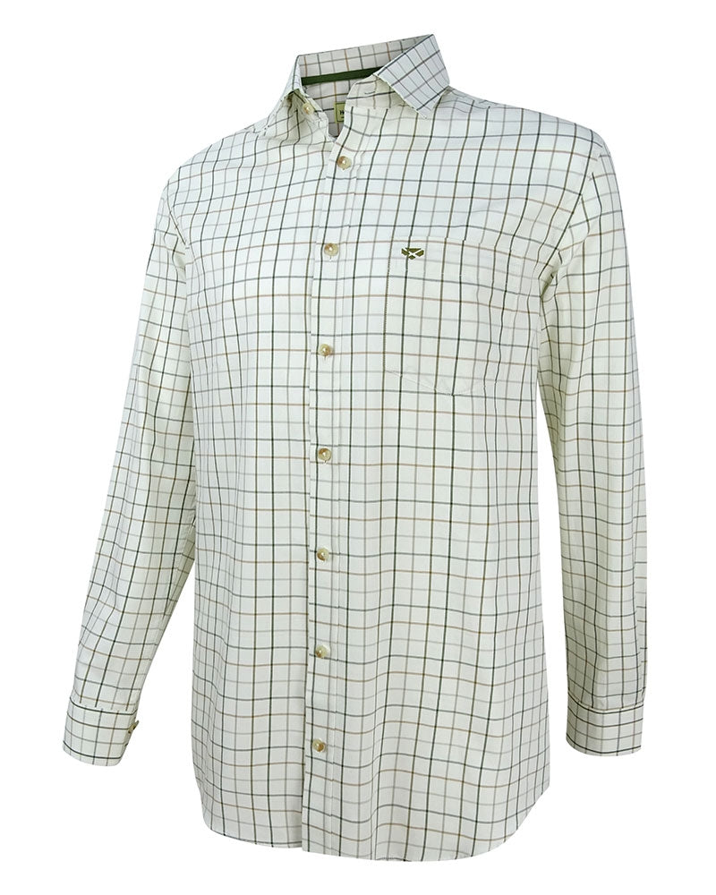 Hoggs Of Fife Mens Balmoral Luxury Tattersall Shirt - Green/Brown