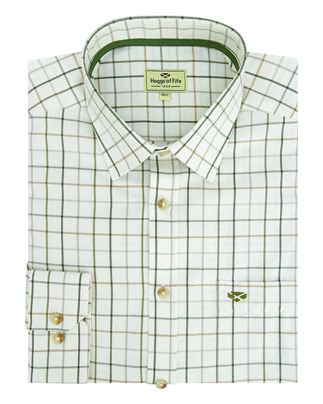 Hoggs Of Fife Mens Balmoral Luxury Tattersall Shirt - Green/Brown