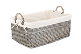 Large Shallow Wicker Storage Basket | Lined Willow Basket