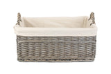 Large Shallow Wicker Storage Basket | Lined Willow Basket