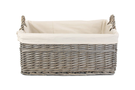Large Shallow Wicker Storage Basket | Lined Willow Basket