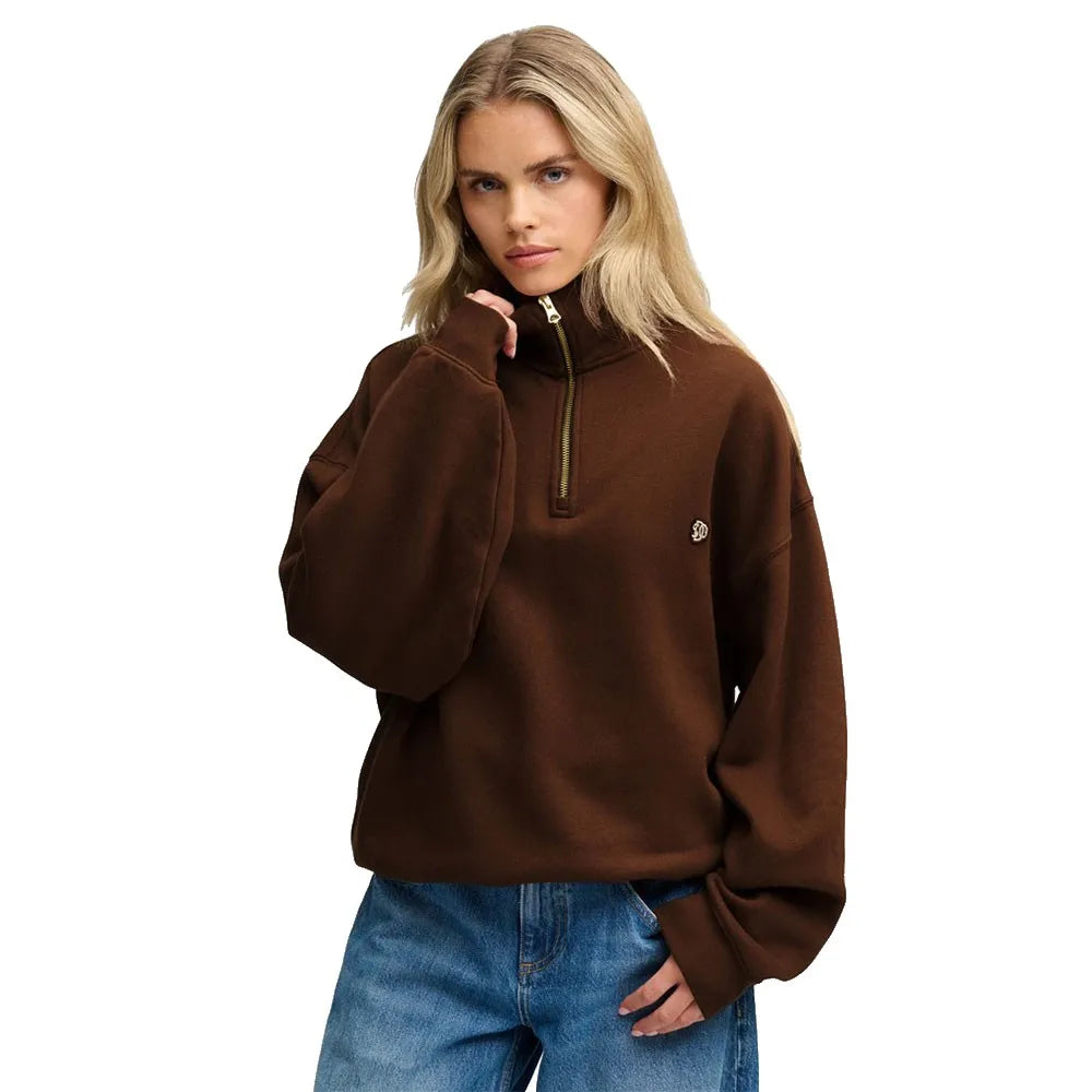 Superdry Monogram Half Zip Sweatshirt - Chestnut Brown
