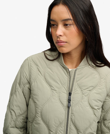Superdry Longline Onion Quilt Liner Jacket - Light Khaki Green
