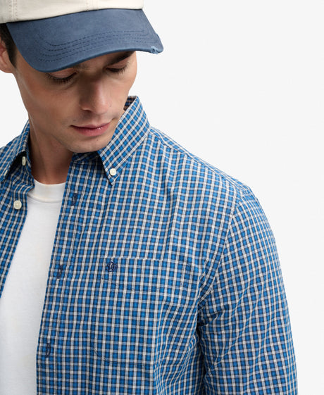 Superdry Preppy Poplin Shirt - Glen Blue Check