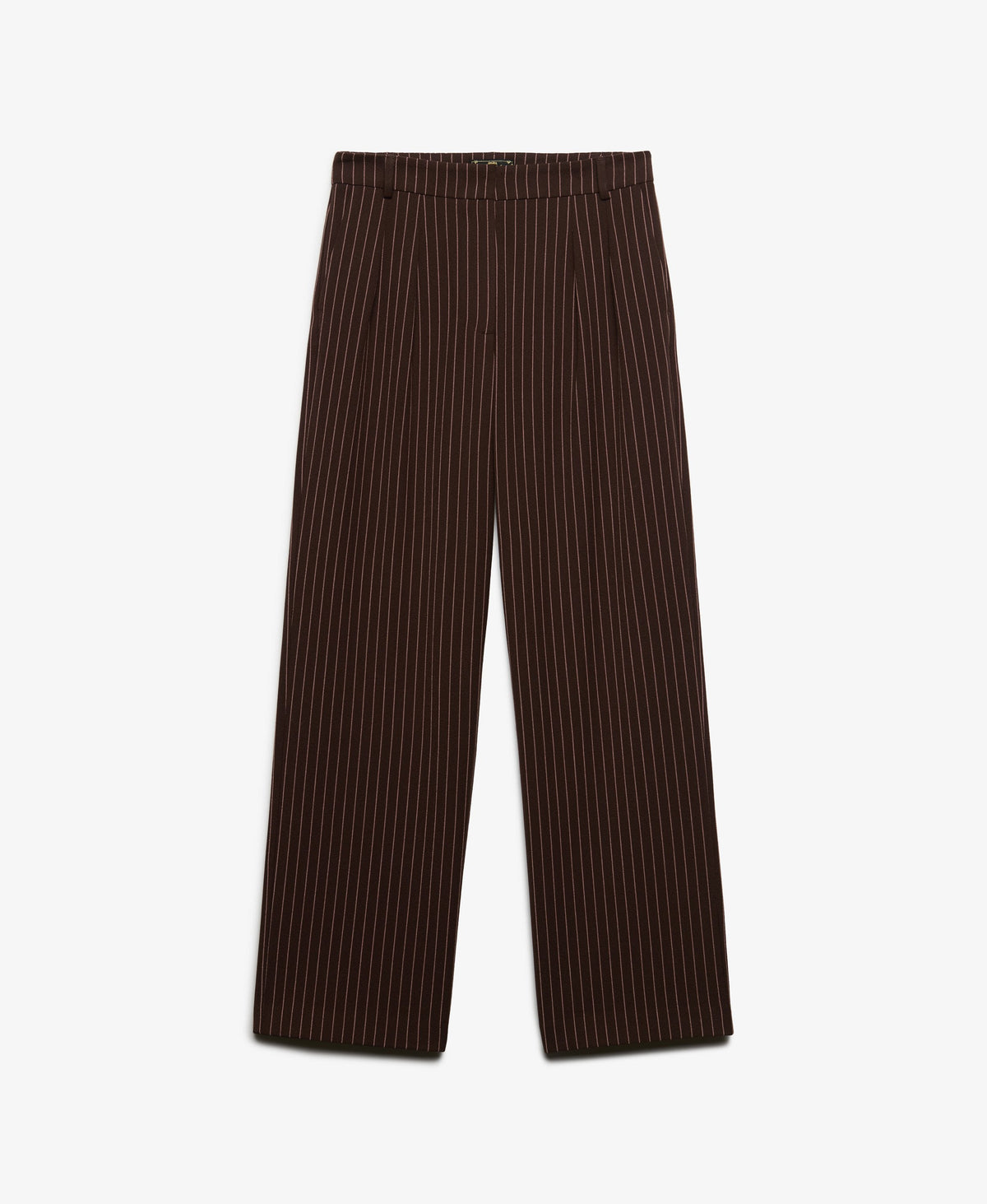 Superdry Mid Rise Pinstripe Trousers - Brown Pinstripe