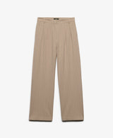 Superdry Mid Rise Pinstripe Trousers - Beige Pinstripe