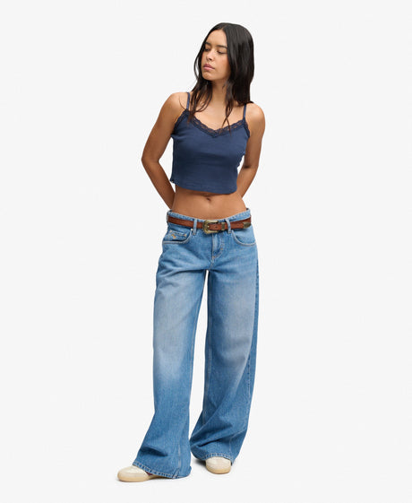 Superdry Mid Rise Baggy Jeans - Mid Blue Vintage Wash