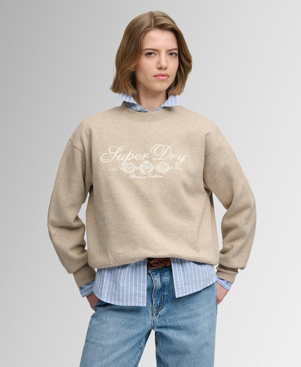 Superdry Country Club Crew - Oatmilk Beige Marl