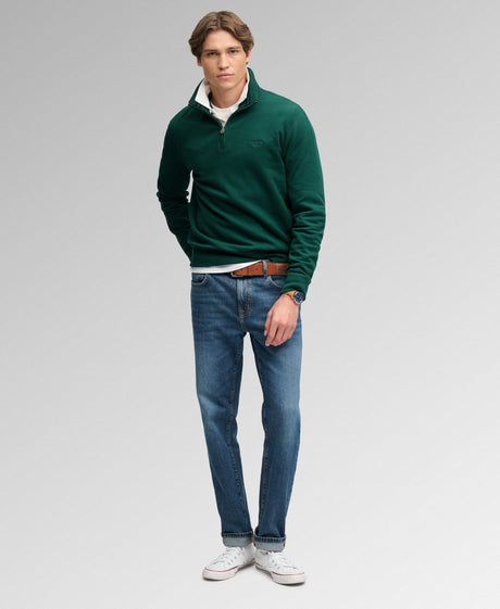 Superdry Essential Serif Logo Half Zip - Varsity Green