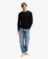 Superdry Waffle Henley Top - French Blue