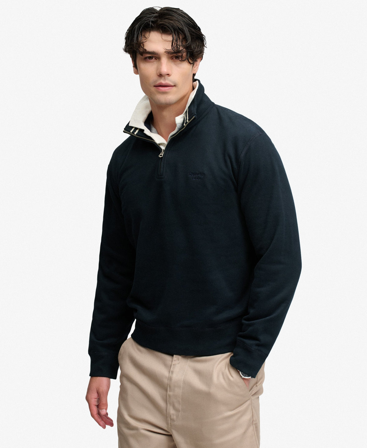 Superdry Essential Serif Logo Half Zip - Dark Navy