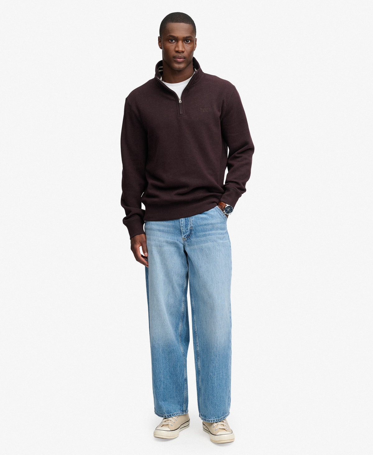 Superdry Essential Serif Logo Half Zip - Heritage Port Marl