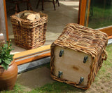 Set of 2 Square Chunky Ce El Lined Log Baskets on Wheels