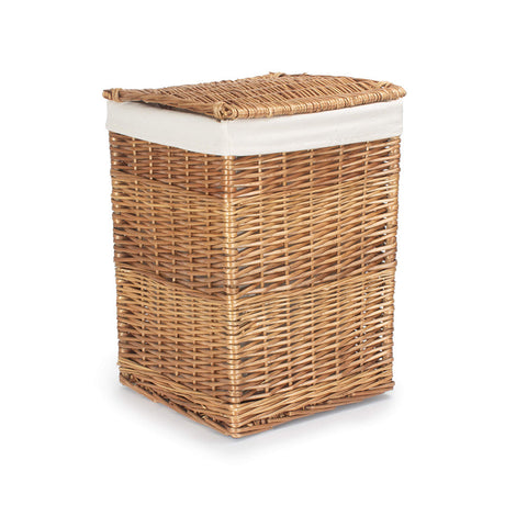 Light Steamed Square Laundry Basket With White Lining