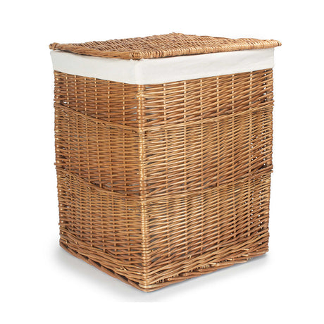 Light Steamed Square Laundry Basket With White Lining