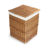 Light Steamed Square Laundry Basket With White Lining