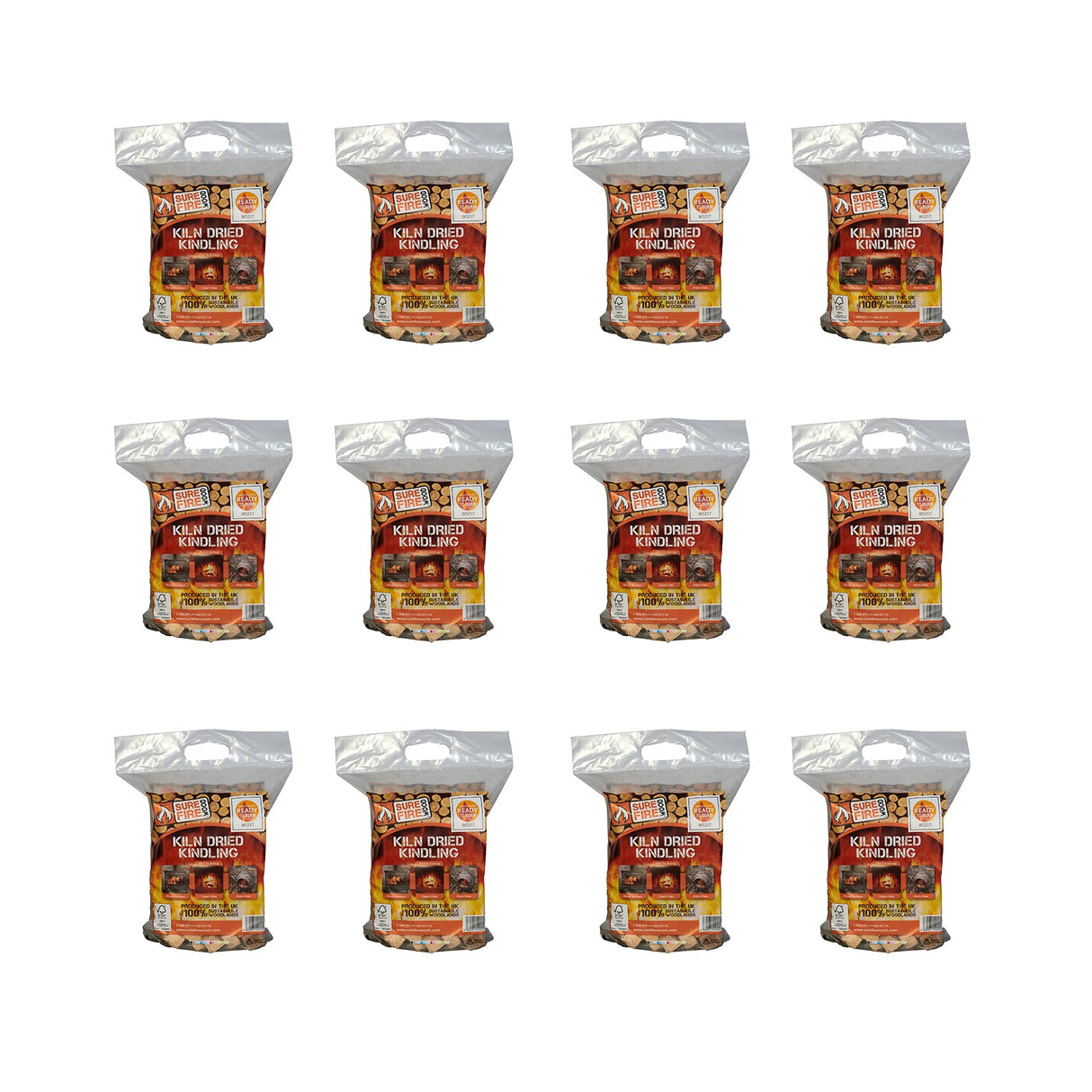 Kiln Dried Kindling Wood – 12 Carrypacks Approx. 30kg | UK Delivery