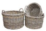 Set of 3 round baskets with ear handles