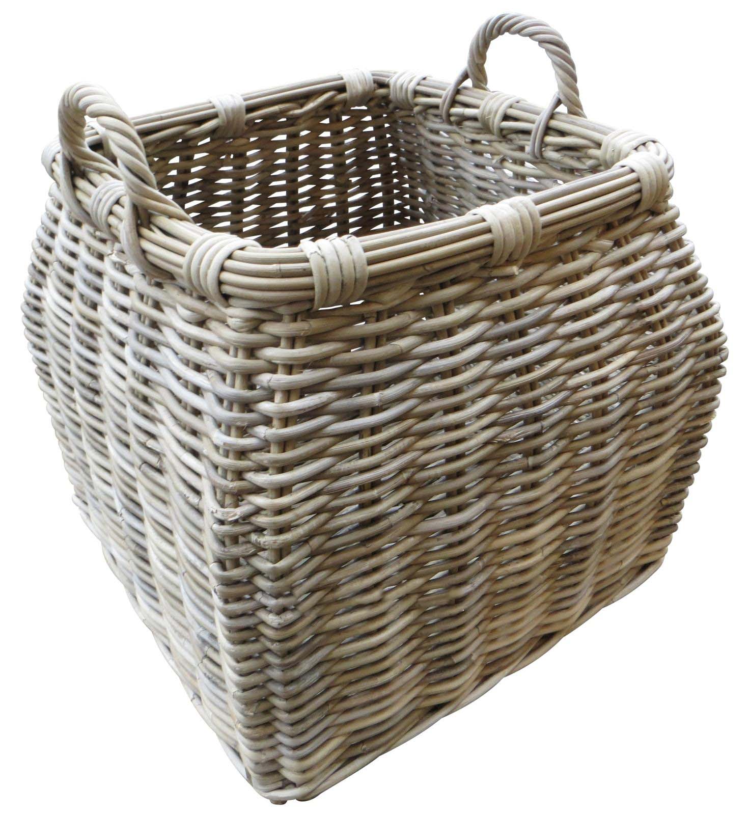 Round top square bottom basket with ear handles