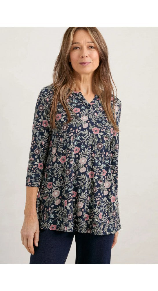 Seasalt Risso Top - Folkloric Floral Maritime