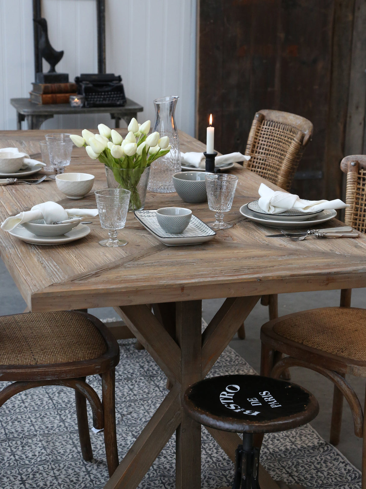 French Dining Table in Recycled Wood