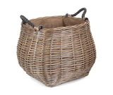 Curve-sided Antique Wash Hessian Lined Log Basket