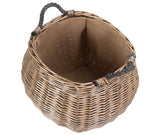 Curve-sided Antique Wash Hessian Lined Log Basket