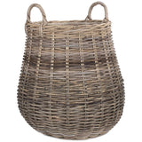 Pot-bellied Hessian Lined Rattan Log Basket