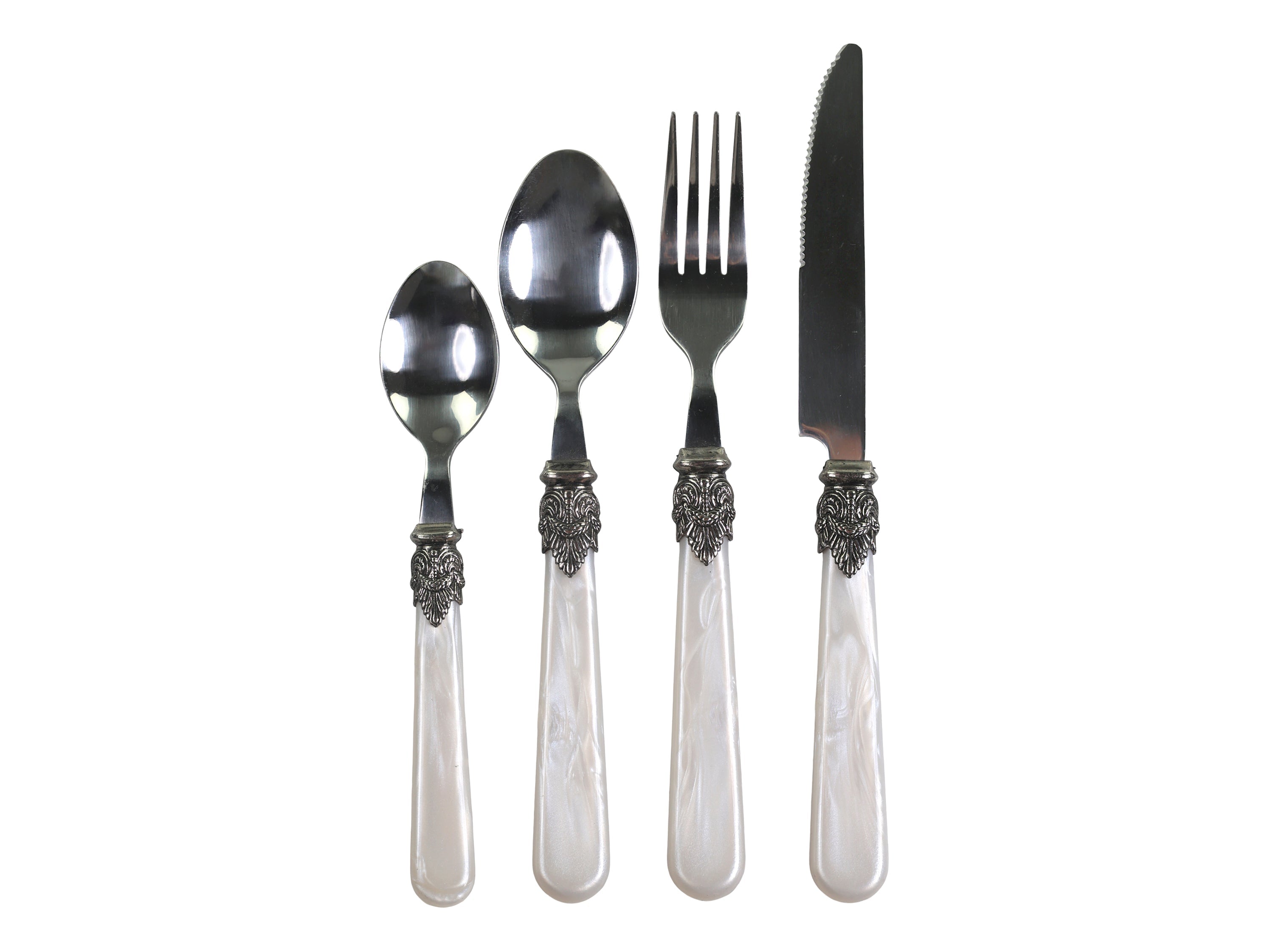 Linas Cutlery with silver deco set of 4 - Antique Motrher of Pearl