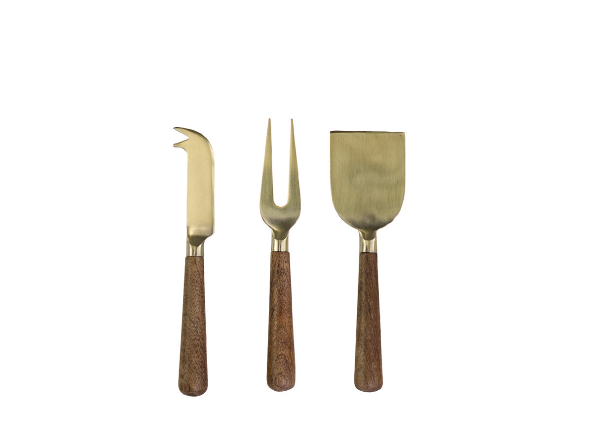 Cheeseknives with wooden handle set of 3