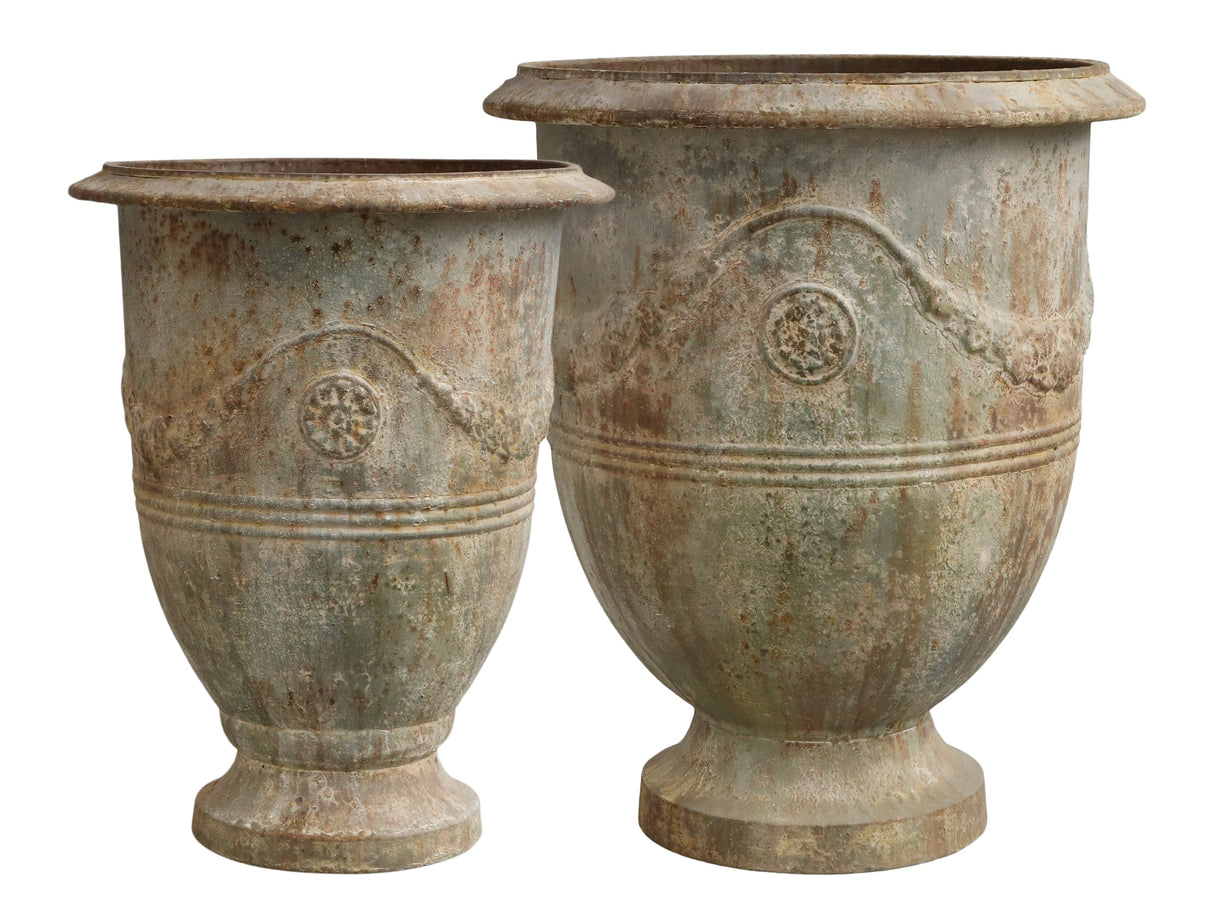 Aged Planter pots with Decor - Set of 2