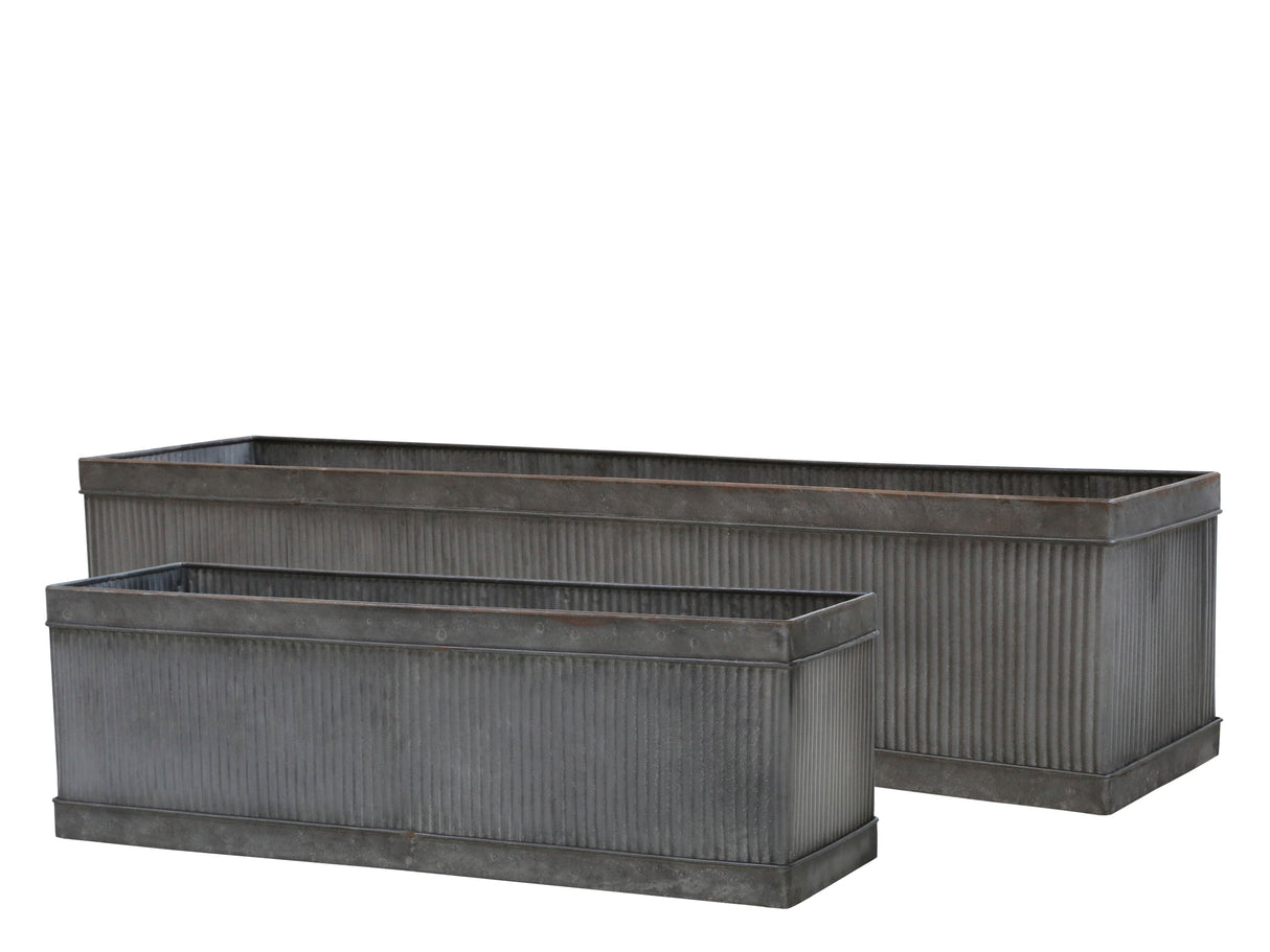 Old French Flowerpots with Grooves - Set of 2