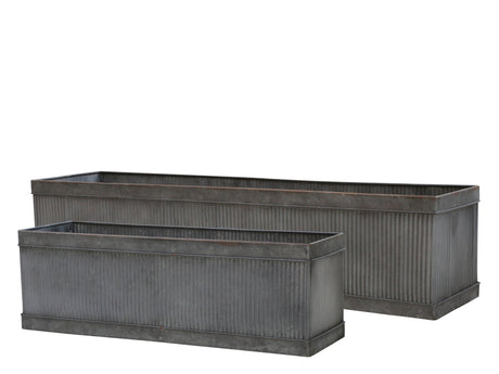 Old French Flowerpots with Grooves - Set of 2