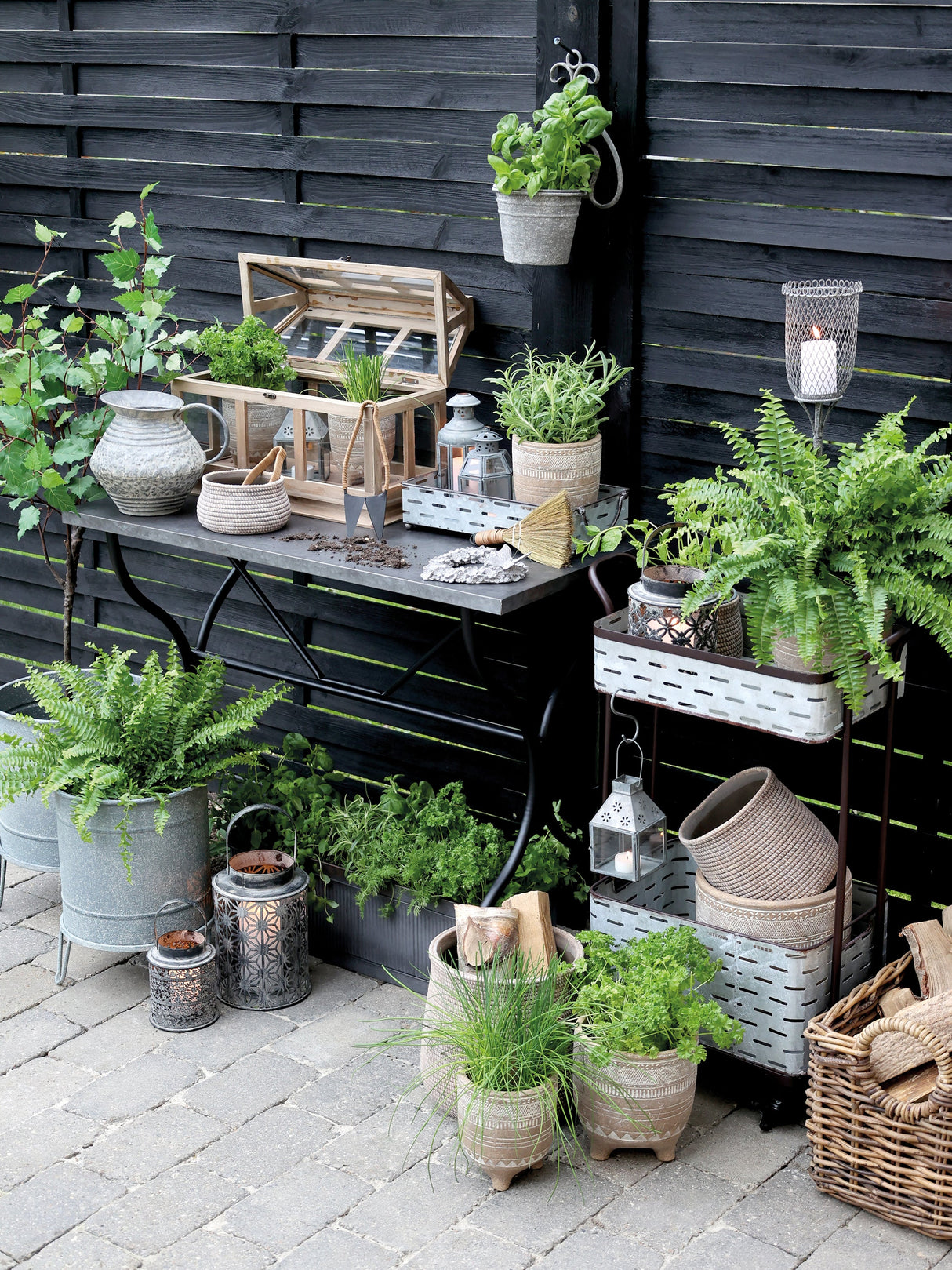 Old French Flowerpots with Grooves - Set of 2
