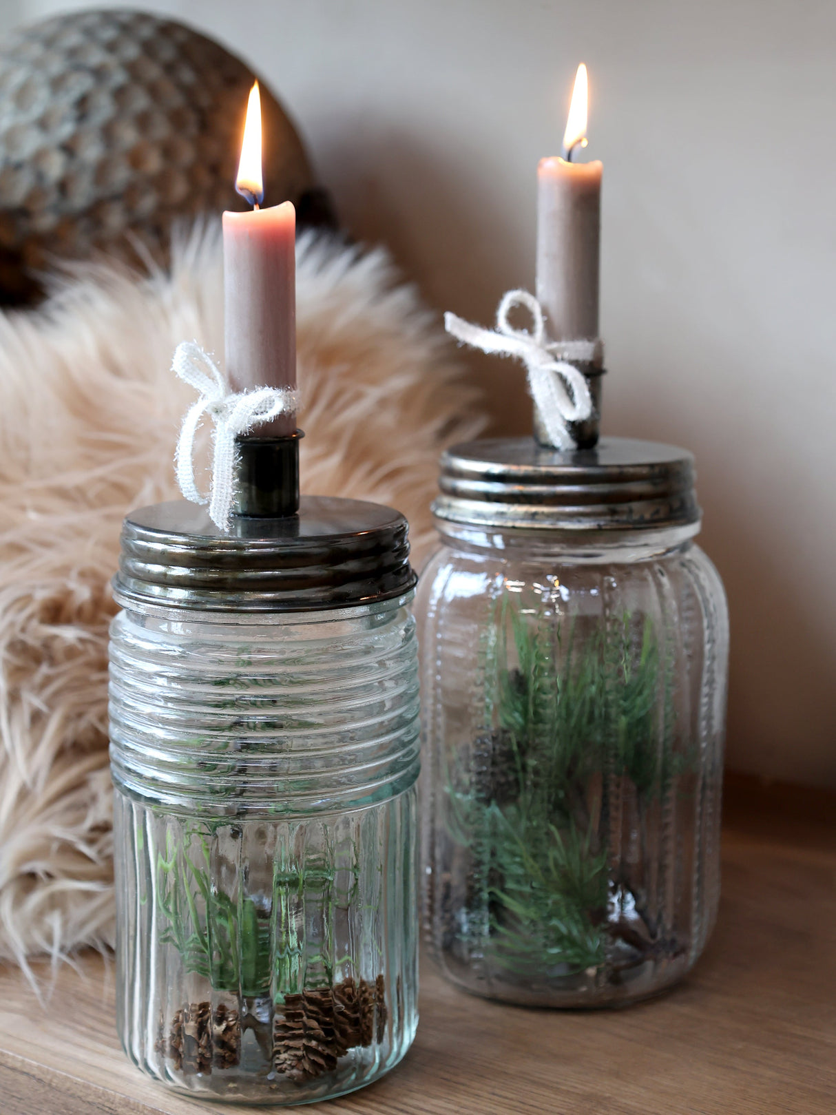 Candlestick with glass jar