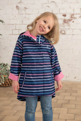 Lighthouse Charlotte Girls Coat - Blue/Pink Stripe