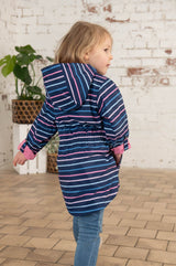 Lighthouse Charlotte Girls Coat - Blue/Pink Stripe