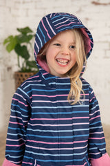 Lighthouse Charlotte Girls Coat - Blue/Pink Stripe