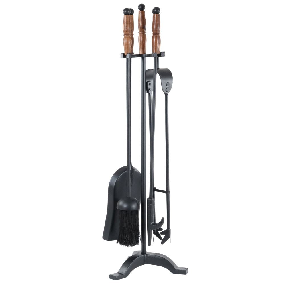 Companion Set Black with Wood