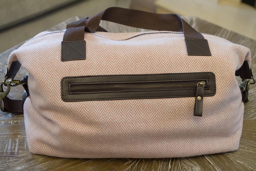 Dusty Pink Herringbone Weekender Bag
