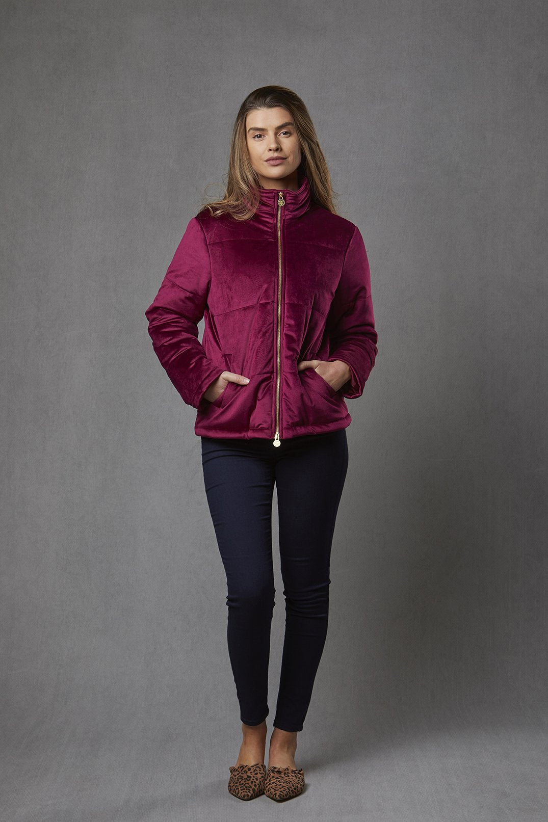 Ella Pink Padded Velvet Jacket