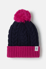 Lighthouse Hannah Bobble Hat - Navy & Pink